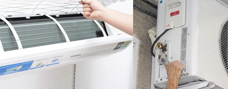 Kiểm tra khu vực dàn lạnh và cục nóng Kiểm tra khu vực dàn lạnh và cục nóng